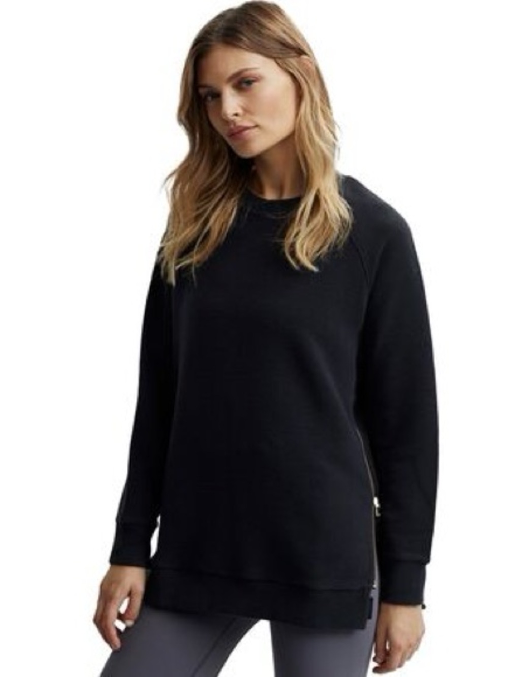 Varley Black Ribbed Manning Sweatshirt Women’s Size XS